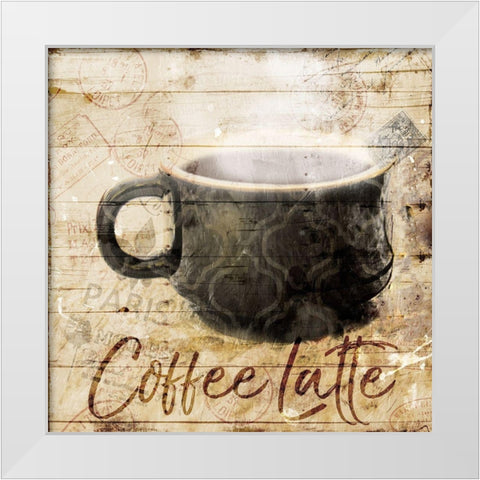 Postcard From Coffee White Modern Wood Framed Art Print by Villa, Mlli