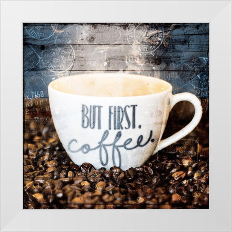But First White Modern Wood Framed Art Print by Villa, Mlli