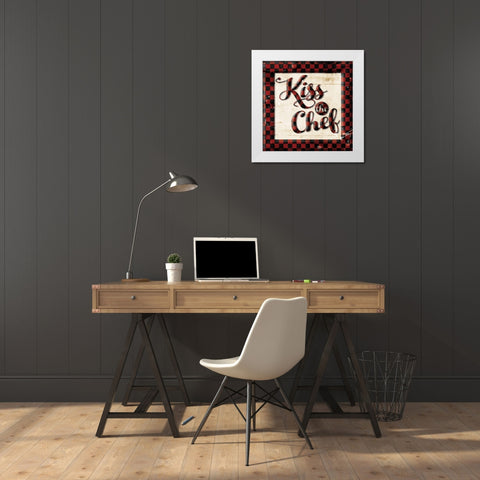 Kiss The Chef White Modern Wood Framed Art Print by Villa, Mlli