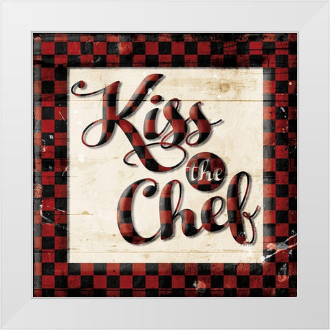Kiss The Chef White Modern Wood Framed Art Print by Villa, Mlli