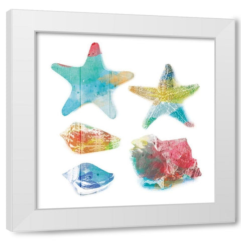 Shells and Stars White Modern Wood Framed Art Print by Villa, Mlli