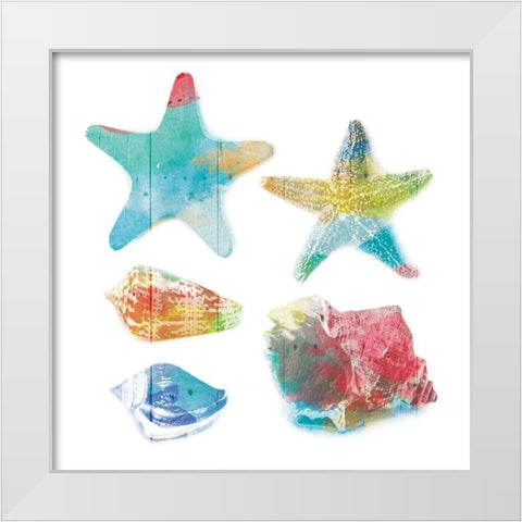 Shells and Stars White Modern Wood Framed Art Print by Villa, Mlli
