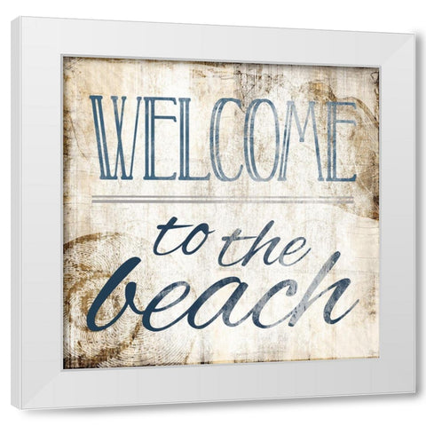 Welcome To The Beach White Modern Wood Framed Art Print by Villa, Mlli