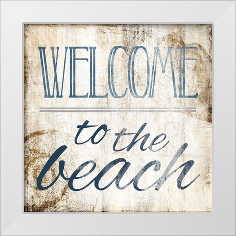 Welcome To The Beach White Modern Wood Framed Art Print by Villa, Mlli