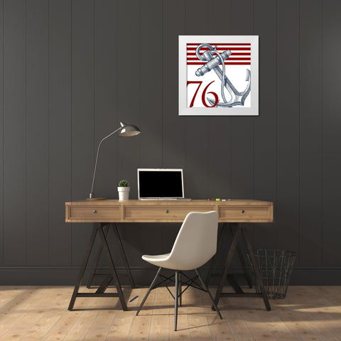Anchor And Enjoy White Modern Wood Framed Art Print by Villa, Mlli