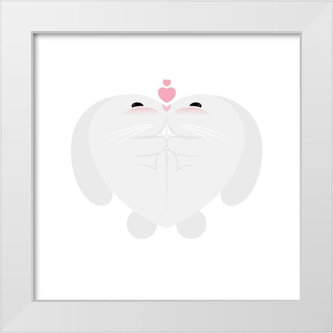 Bunny Hug White Modern Wood Framed Art Print by Villa, Mlli