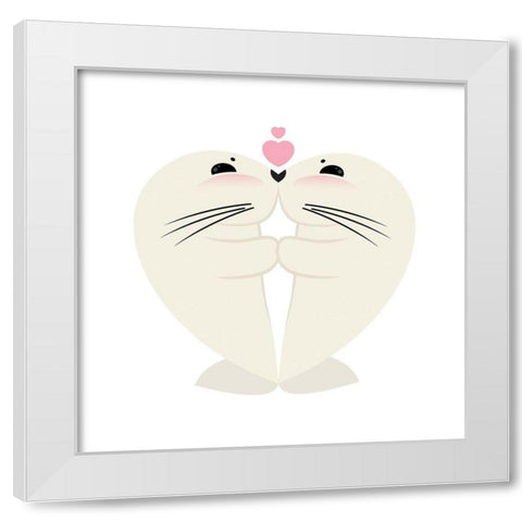 Seal Hug White Modern Wood Framed Art Print by Villa, Mlli
