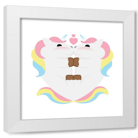Unicorn Hug White Modern Wood Framed Art Print by Villa, Mlli