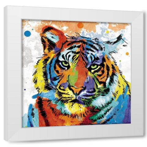 Tiger Rainbow White Modern Wood Framed Art Print by Villa, Mlli