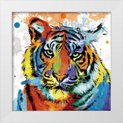 Tiger Rainbow White Modern Wood Framed Art Print by Villa, Mlli