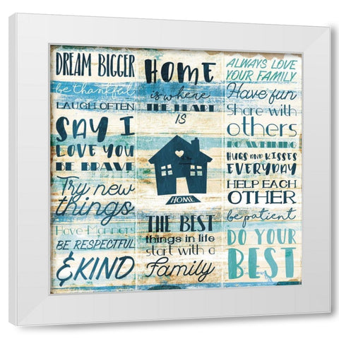 Home Family White Modern Wood Framed Art Print by Villa, Mlli