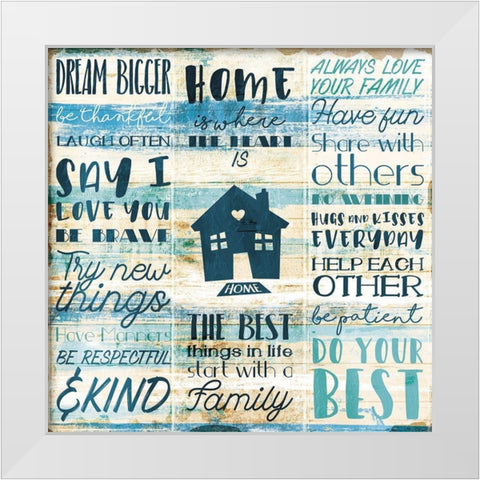 Home Family White Modern Wood Framed Art Print by Villa, Mlli