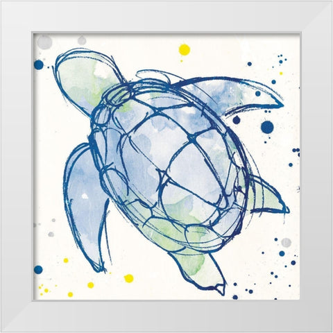 Minimal Sketch Turtle White Modern Wood Framed Art Print by Villa, Milli