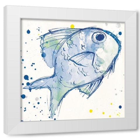 Minimal Sketch Fish White Modern Wood Framed Art Print by Villa, Milli