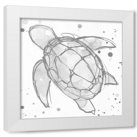 Minimal Sketch Turtle Grey White Modern Wood Framed Art Print by Villa, Mlli