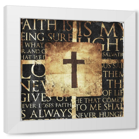 Quote Border Cross Gold White Modern Wood Framed Art Print by Villa, Mlli