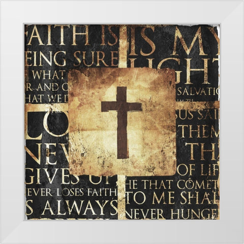 Quote Border Cross Gold White Modern Wood Framed Art Print by Villa, Mlli