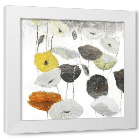 Yellow Grey Poppies One White Modern Wood Framed Art Print by Villa, Mlli