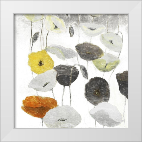 Yellow Grey Poppies One White Modern Wood Framed Art Print by Villa, Mlli