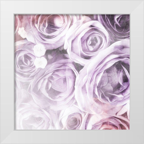 Soft Purple Flowers White Modern Wood Framed Art Print by Villa, Mlli