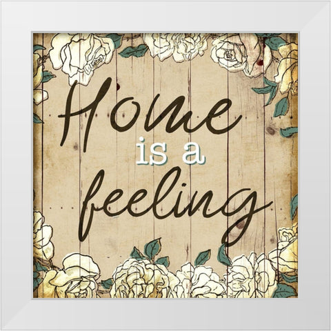 Home Is Feeling White Modern Wood Framed Art Print by Villa, Mlli