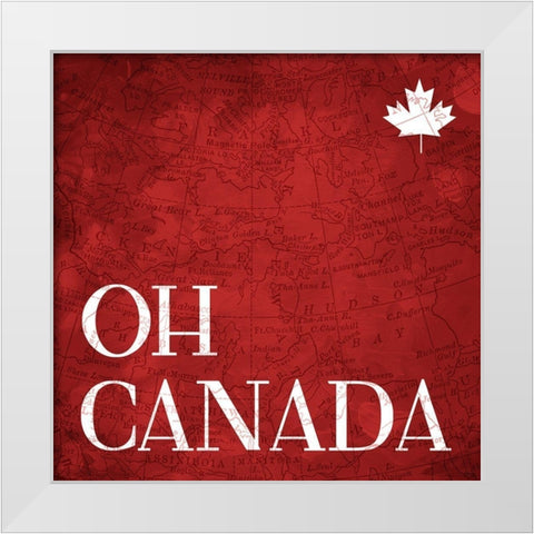 Canada Map White Modern Wood Framed Art Print by Villa, Mlli