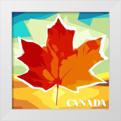 Geo Maple Leaf Canada White Modern Wood Framed Art Print by Villa, Mlli