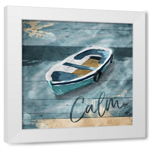 Calm Boat White Modern Wood Framed Art Print by Villa, Mlli