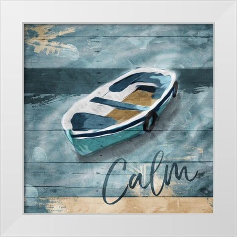 Calm Boat White Modern Wood Framed Art Print by Villa, Mlli