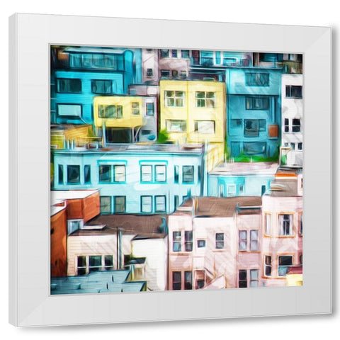 Looking At A Colorful City White Modern Wood Framed Art Print by Villa, Mlli