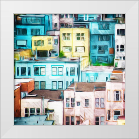 Looking At A Colorful City White Modern Wood Framed Art Print by Villa, Mlli