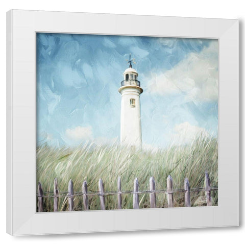 Light House On The Hill White Modern Wood Framed Art Print by Villa, Mlli