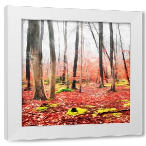Fall Leaves White Modern Wood Framed Art Print by Villa, Mlli