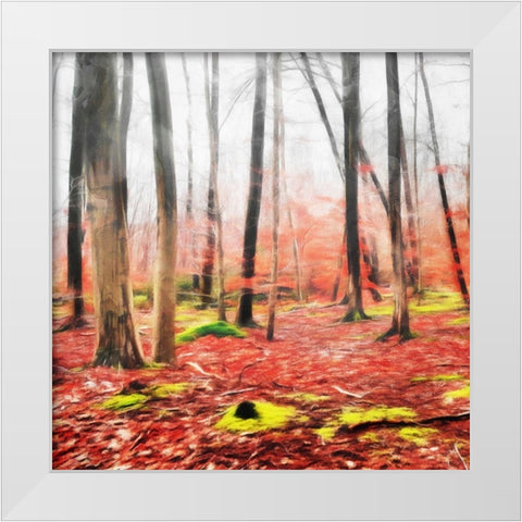 Fall Leaves White Modern Wood Framed Art Print by Villa, Mlli