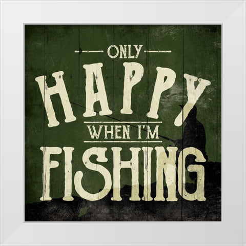 Happy Fishing White Modern Wood Framed Art Print by Villa, Mlli