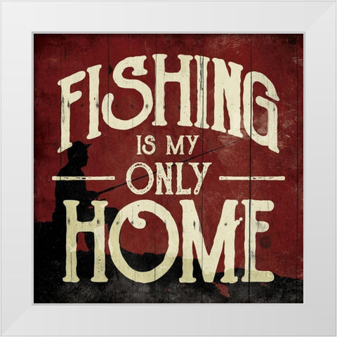 Fishing Home White Modern Wood Framed Art Print by Villa, Mlli