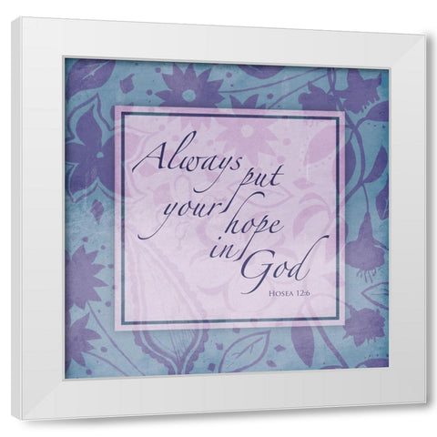 Purple Blue Religious Garden White Modern Wood Framed Art Print by Villa, Mlli