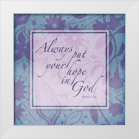 Purple Blue Religious Garden White Modern Wood Framed Art Print by Villa, Mlli