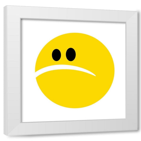 Sad Face White Modern Wood Framed Art Print by Villa, Mlli