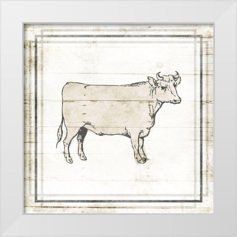 Modern Cow White Modern Wood Framed Art Print by Villa, Mlli