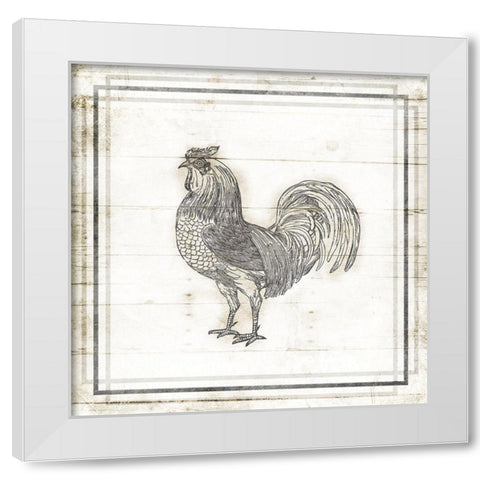 Modern Rooster White Modern Wood Framed Art Print by Villa, Mlli