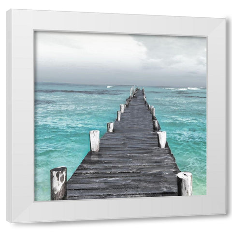 Centered Dock At Sea White Modern Wood Framed Art Print by Villa, Milli