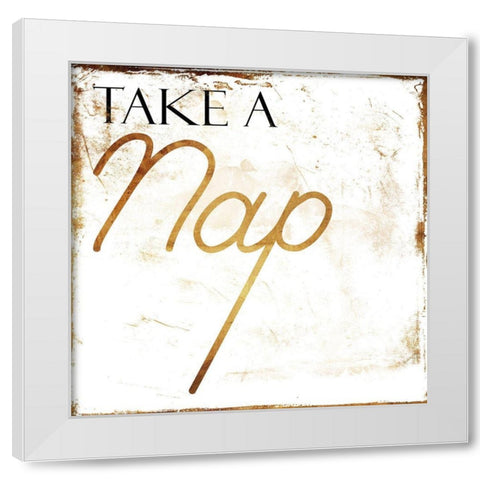 Take A Nap White Modern Wood Framed Art Print by Villa, Mlli