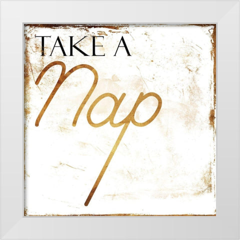 Take A Nap White Modern Wood Framed Art Print by Villa, Mlli