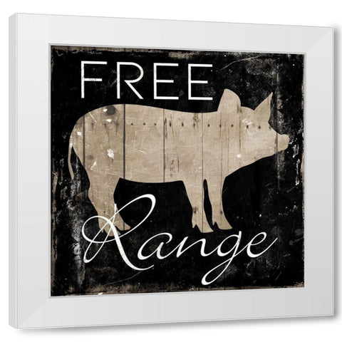 Free Range Pig White Modern Wood Framed Art Print by Villa, Mlli