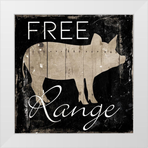 Free Range Pig White Modern Wood Framed Art Print by Villa, Mlli