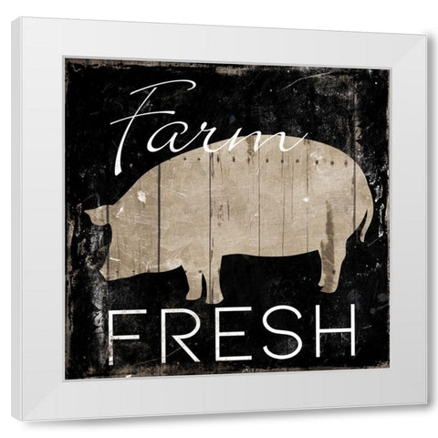Farm Fresh Pig White Modern Wood Framed Art Print by Villa, Mlli