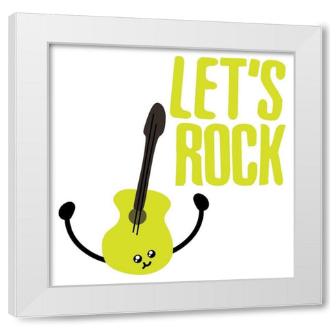 Lets Rock White Modern Wood Framed Art Print by Villa, Mlli