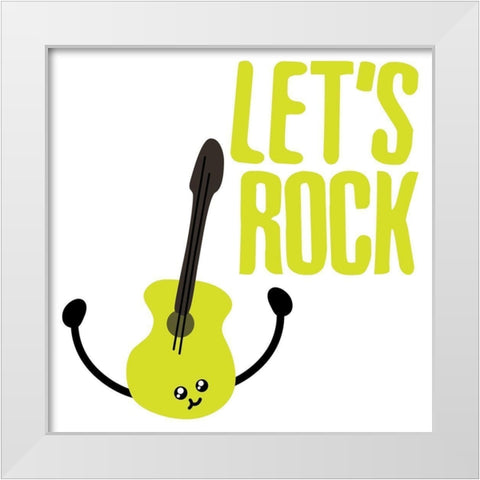 Lets Rock White Modern Wood Framed Art Print by Villa, Mlli