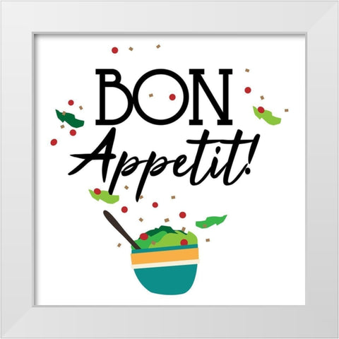 Bon Appetit White Modern Wood Framed Art Print by Villa, Mlli